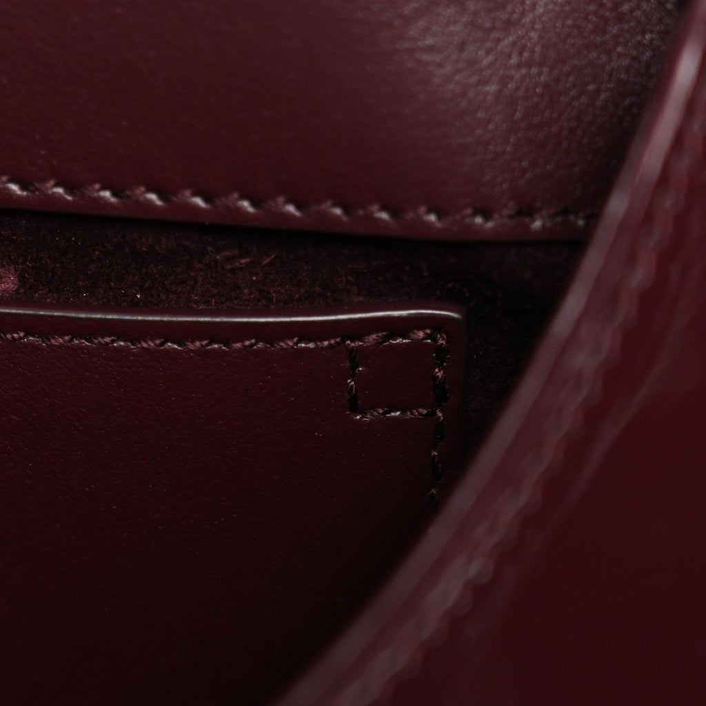 Patent Calfskin Mini Voltaire Top Handle Bag Dark Wine