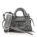 Metallic Grained Calfskin Neo Classic Hardware Super Nano City Crossbody Silver