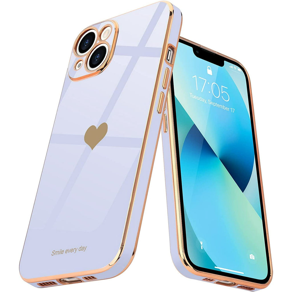 Entronix Bundle Compatible with iPhone 14 Plus - [Flexible] Glossy Heart Case & 2 Clear Screen Protectors