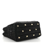 Raffia Calfskin The Studio Box Tote Black