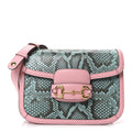 Snakeskin Calfskin Horsebit 1955 Shoulder Bag Blue Pink