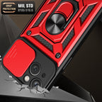 Kickstand Ring Holder With Slide Camera Cover Tpu Magnetic Car Mount For Apple Iphone 14 Plus In Red