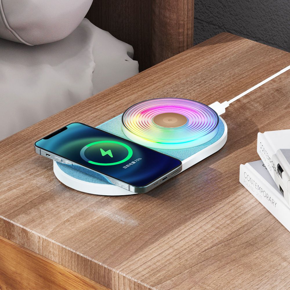 Private mode wireless charging new household 15W mobile phone fast charging two in one wireless charging night light
