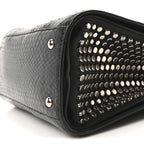 Snakeskin Studded Thalia Top Handle Black
