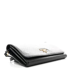 Saffiano Metal Flap Wallet With Strap Black
