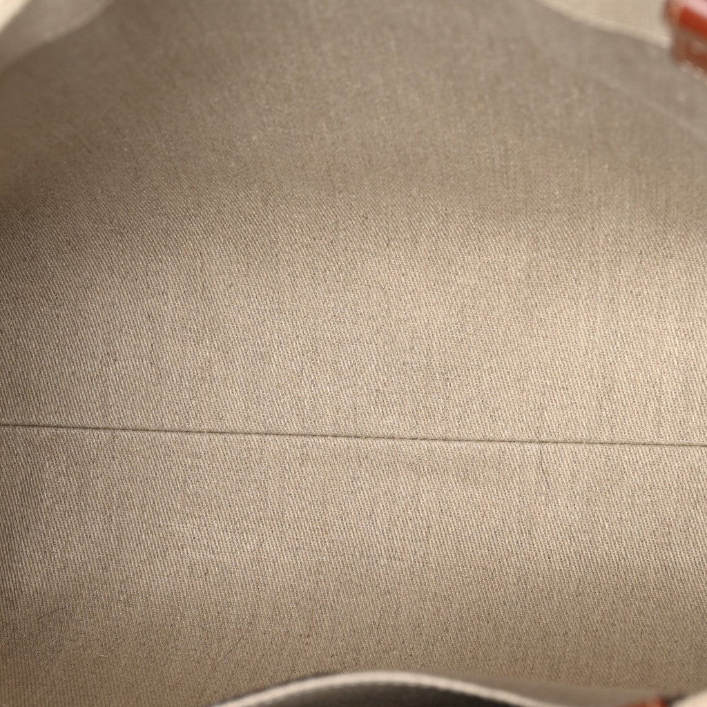 Cotton Calfskin Large Woody Ribbon Tote White Brown