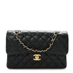 Caviar Quilted Small Double Flap Black