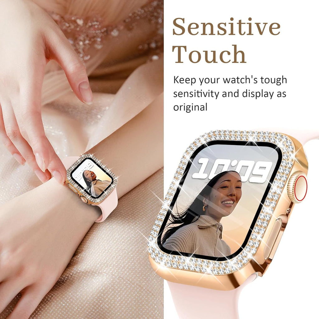 Entronix Case Compatible with iWatch Series 6/5/4/SE (3rd/2nd/1st Gen), 44mm - Diamond Cover w/ Built-In Screen Protector