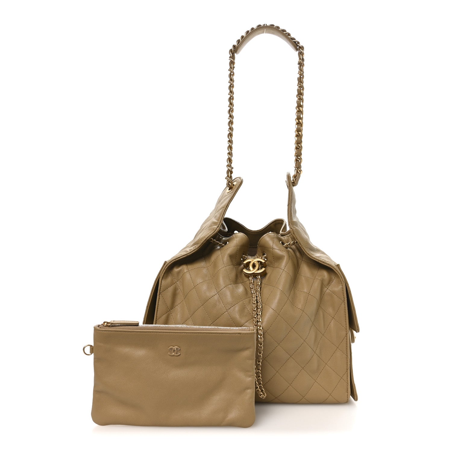 Caviar Quilted Medium Chanel 25 Handbag Dark Beige