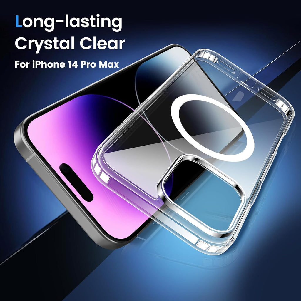 Entronix [Magnetic] Case Compatible with iPhone 14 Pro Max - [Hard Back] Thick Clear