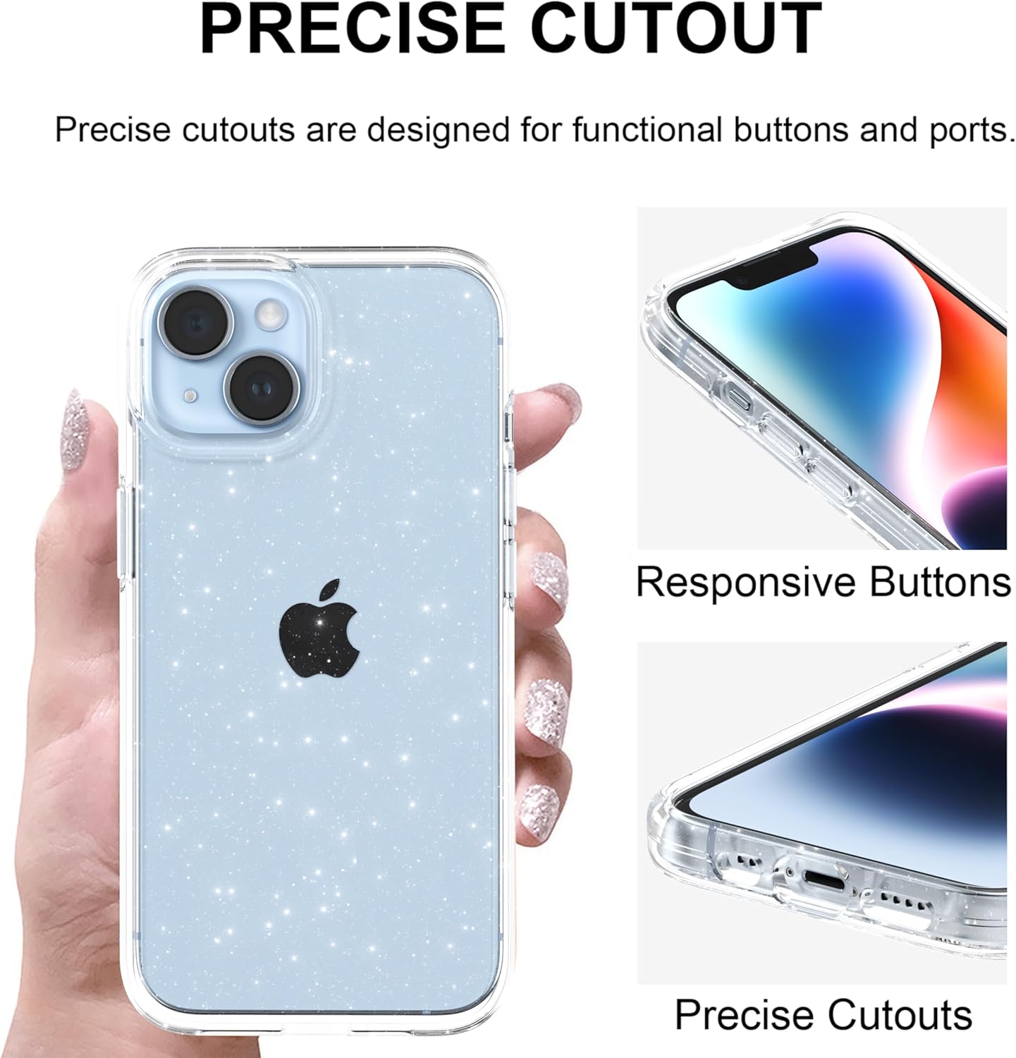Entronix Case Compatible with iPhone X/XS - [Hard Back] Glitter Clear