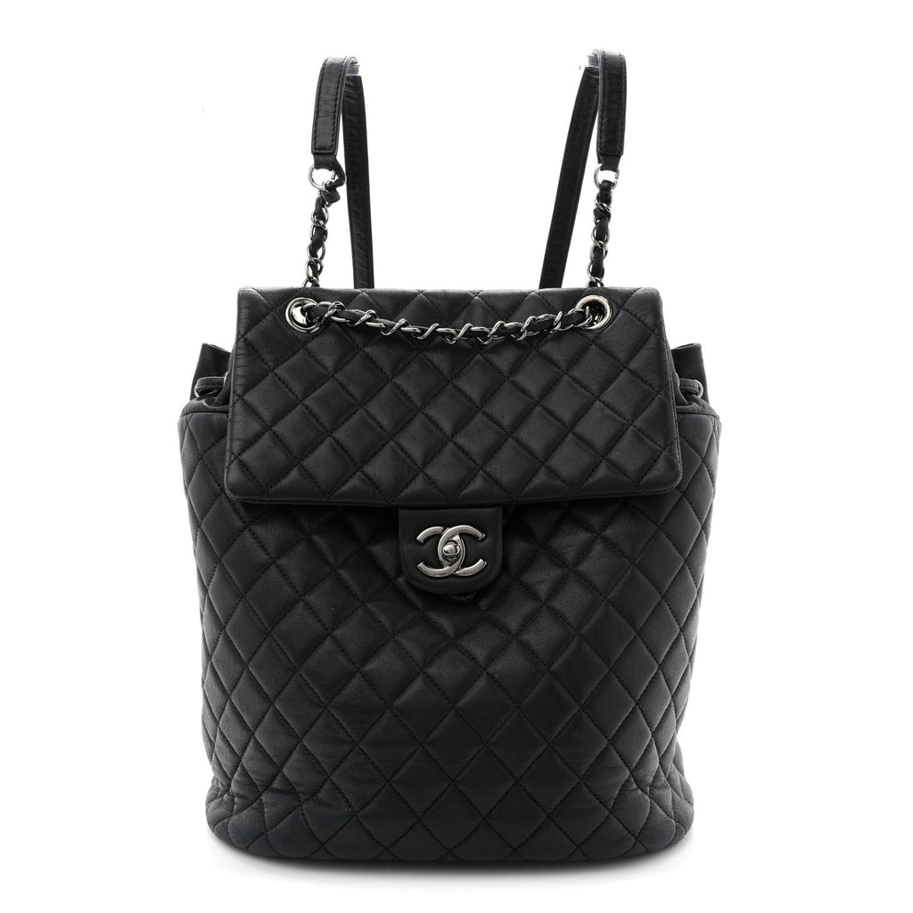 Calfskin Quilted Small Urban Spirit Backpack Black