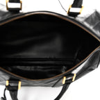 Calfskin Stitched Duffle Travel Bag Black