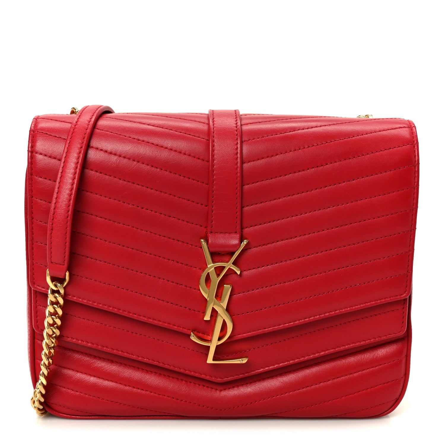Lambskin Matelasse Chevron Monogram Medium Sulpice Bag Red