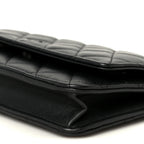 Lambskin Quilted Wallet On Chain WOC So Black