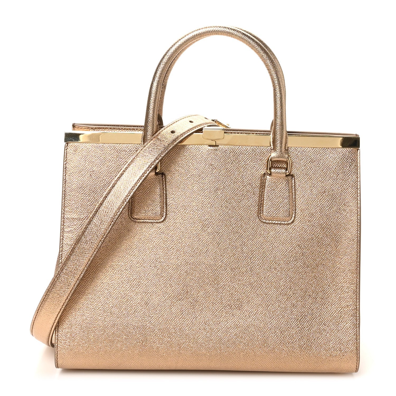 Metallic Dauphine Medium Frame Tote Gold