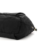Tessuto Nylon Vitello Daino Shopping Satchel Black