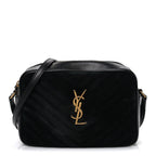 Suede Calfskin Monogram Lou Camera Bag Black