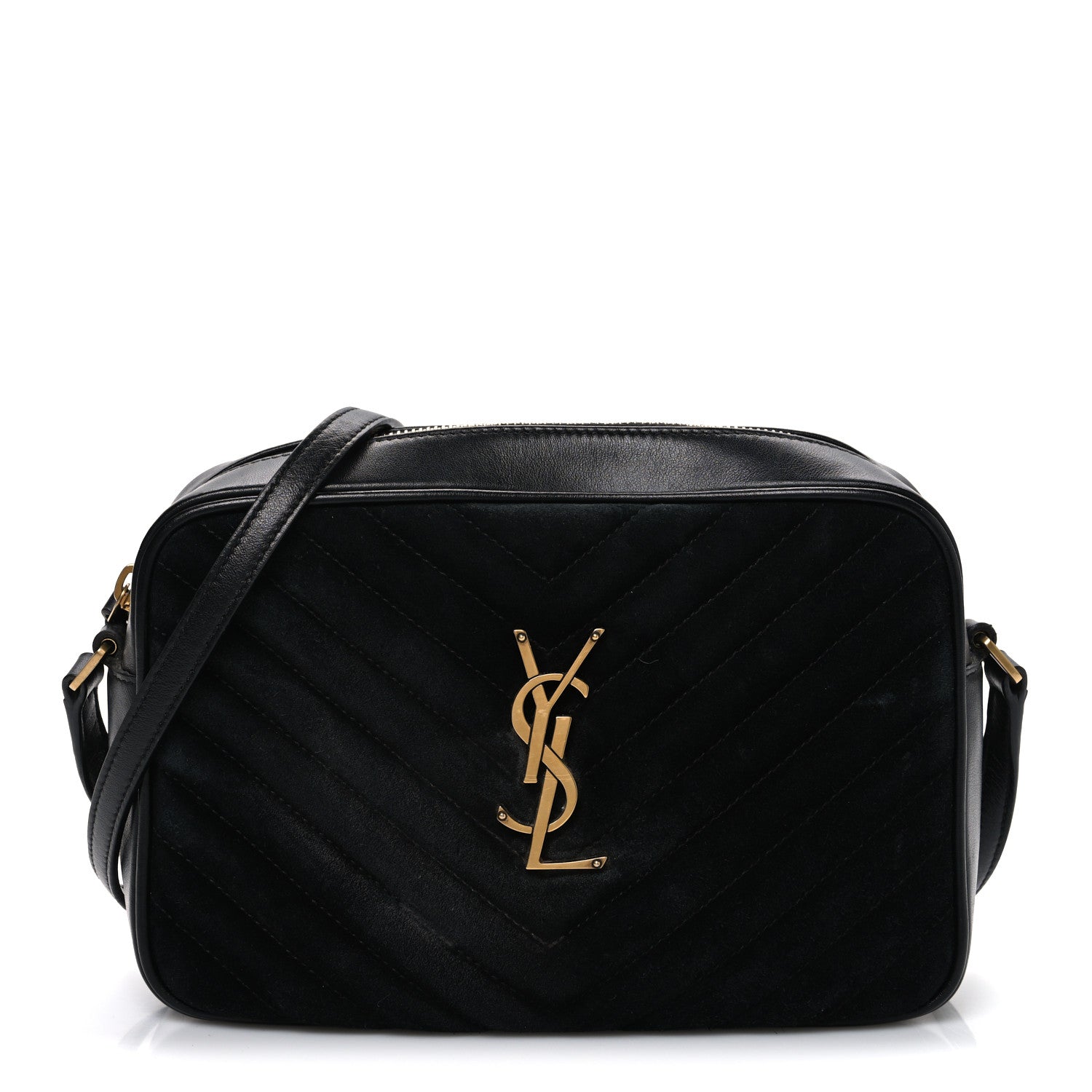 Suede Calfskin Monogram Lou Camera Bag Black