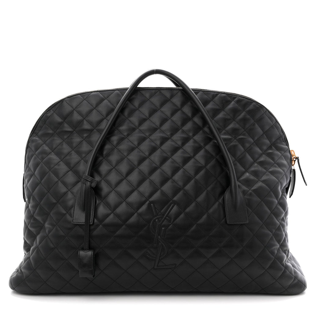 Calfskin Quilted ES Giant Travel Bag Black