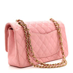Caviar Quilted Medium Double Flap Pink