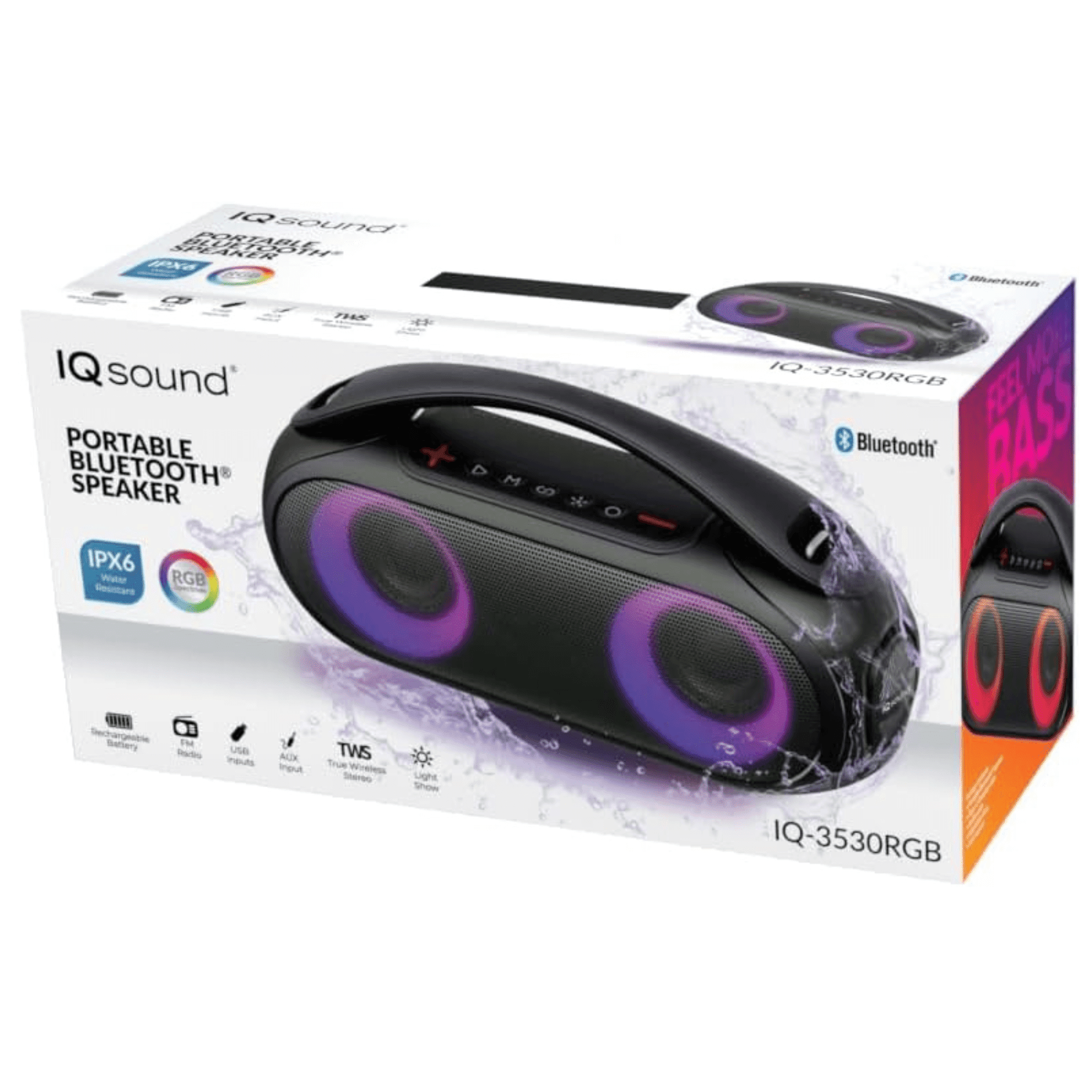 Portable Water-Resistant BT Speaker with RGB Light Panel