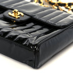 Patent Vertical Quilt Small Flap Black