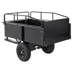 Heavy Duty ATV Trailer Steel Dump Cart, 750-Pound 15 Cubic Feet, Garden Utility Trailer with Removable Sides for Riding Lawn Mower Tractor