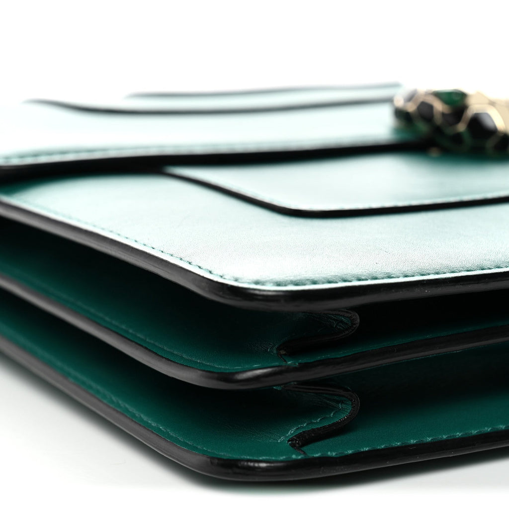 Calfskin Large Serpenti Forever Top Handle Emerald Green