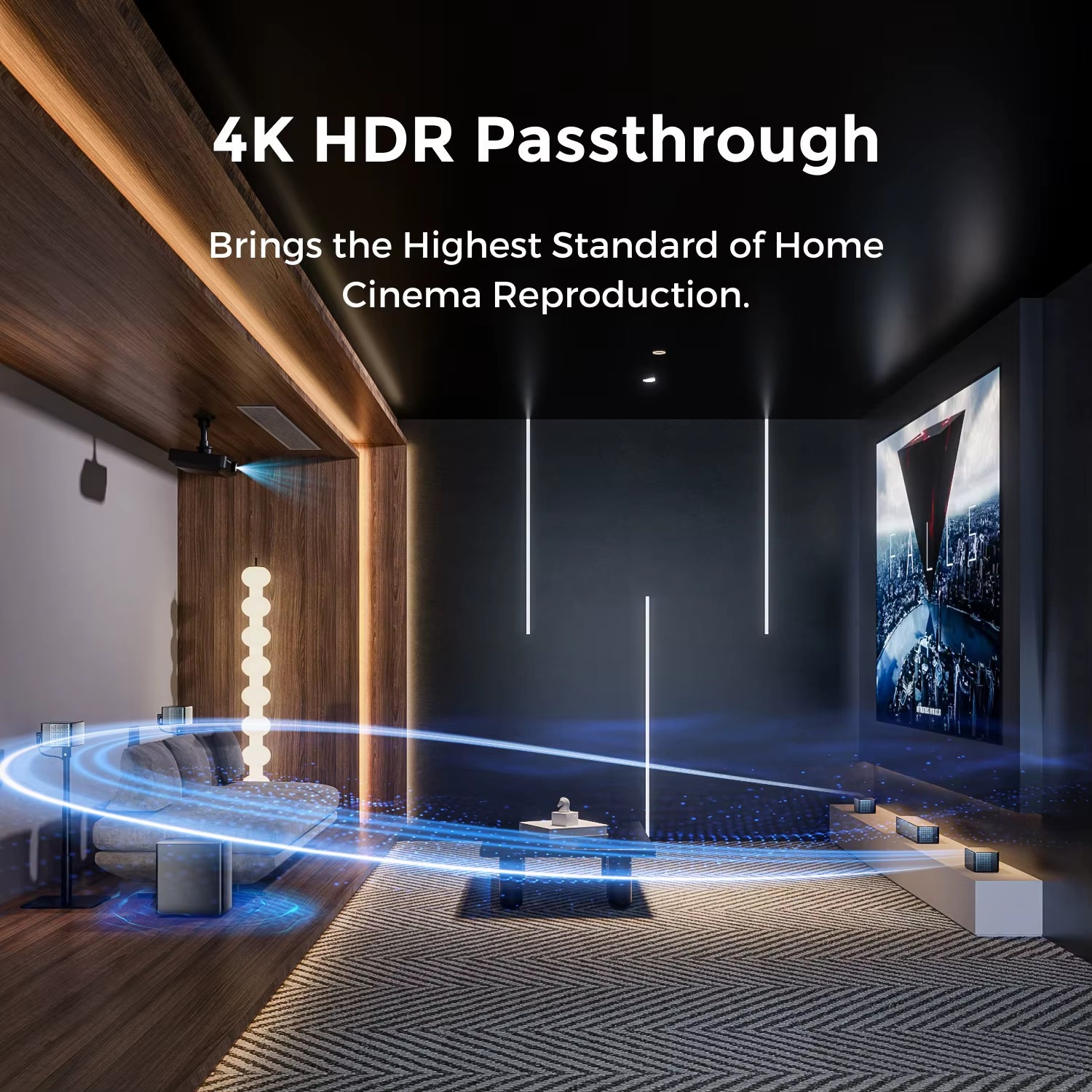 500W 7.1 Channel Dolby Atmos Soundbar Home Theater System with Wireless Subwoofer and Four Surround Speakers, App-Controlled - D80 Boom