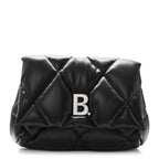 Nappa Calfskin Quilted Touch B Puffy Clutch Black