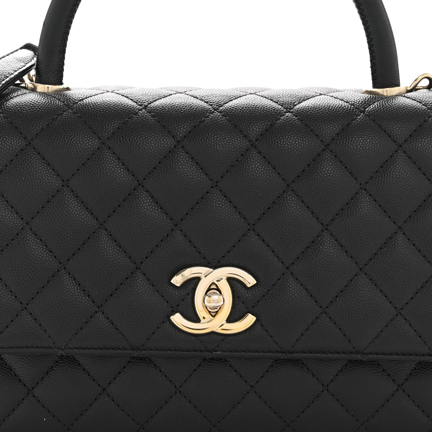 Caviar Quilted Small Coco Handle Flap Black