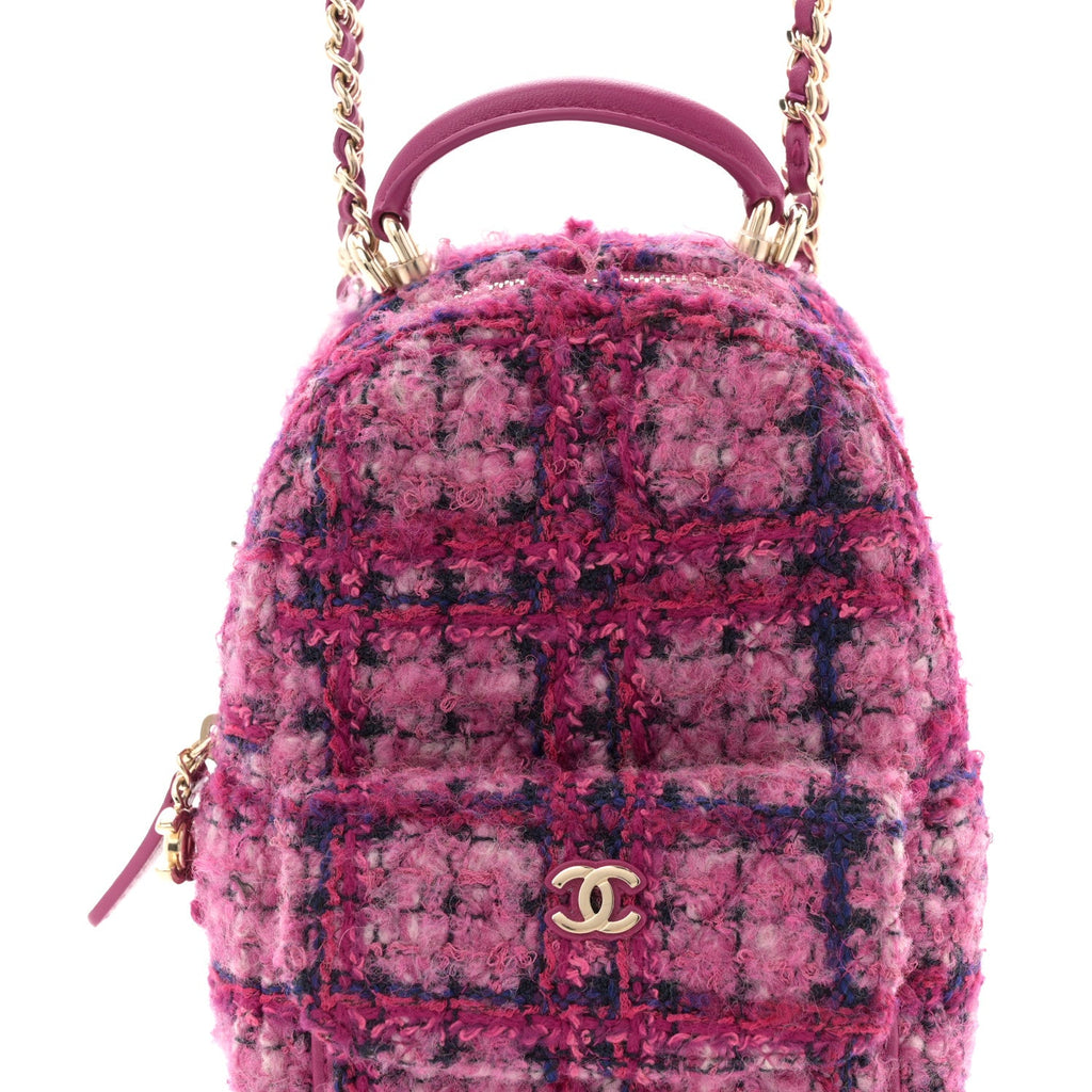Tweed Quilted CC Mini Classic Backpack Fuchsia Navy