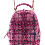 Tweed Quilted CC Mini Classic Backpack Fuchsia Navy