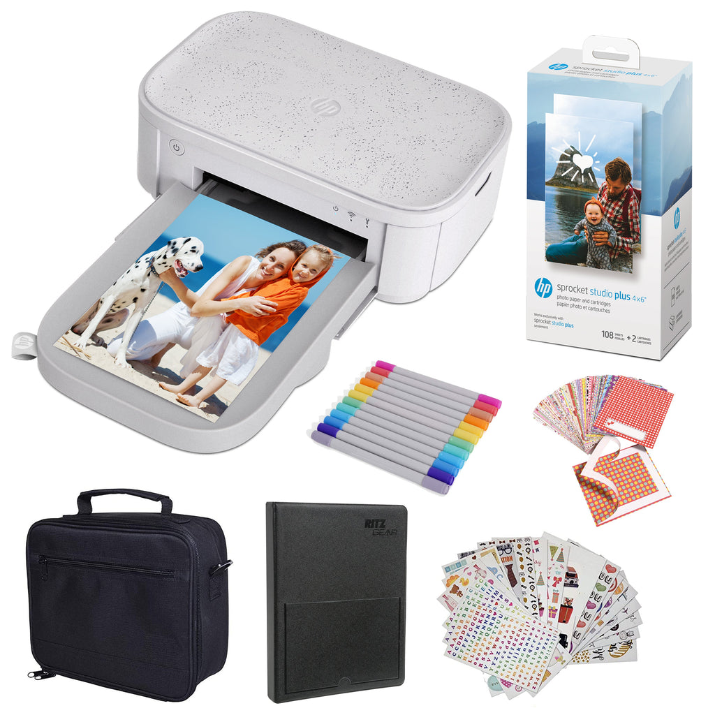 HP Sprocket Studio Plus 4x6” Instant Photo Printer, Case & Accessories Gift Bundle