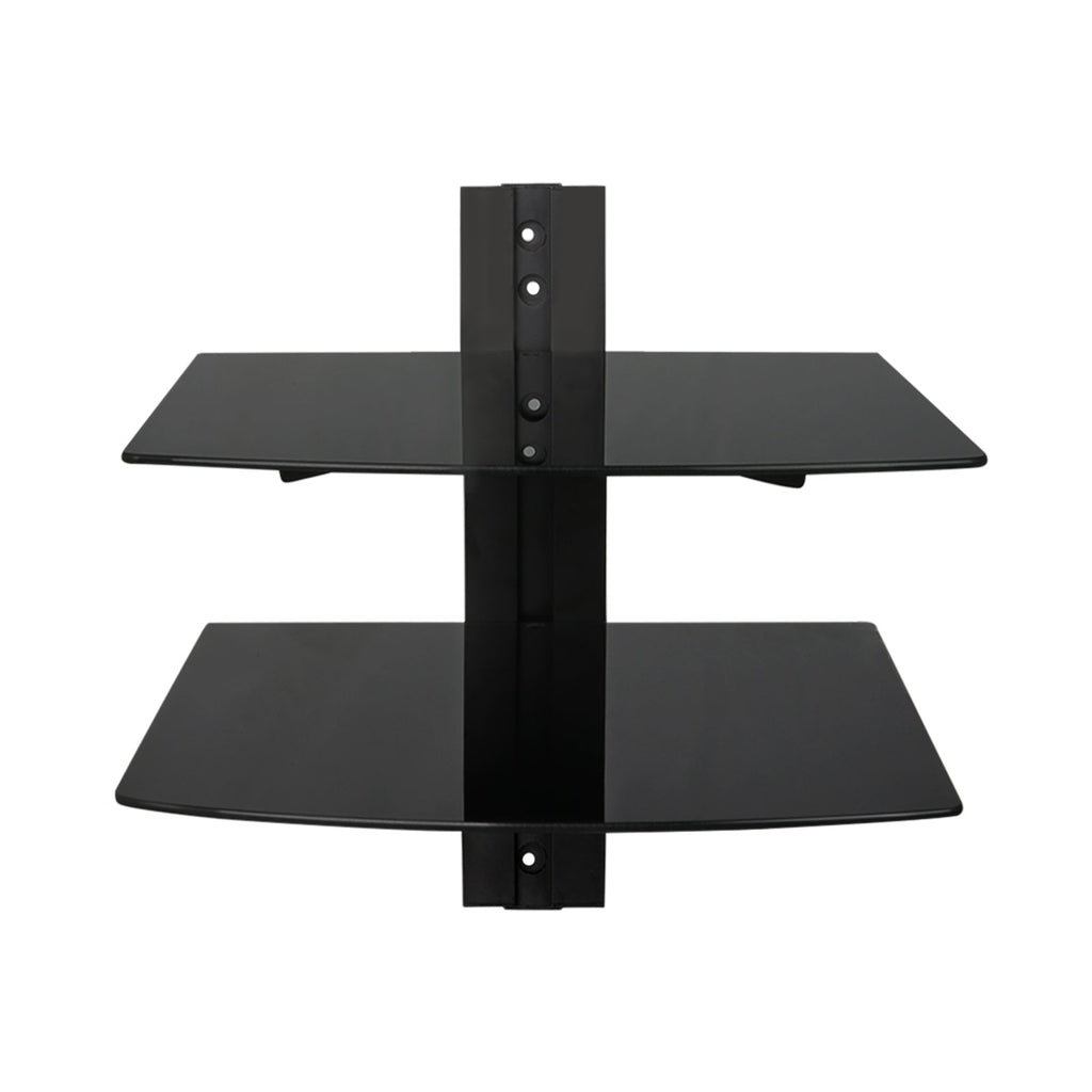 Tempered Glass Double Shelf Single Stud Wall Mount