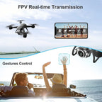 4DRC V14 RC Drone WIFI FPV 4K HD Wide Angle Dual Camera Quadcopter Portable With Bag ,3 Batteries Drone For Beginner,Headless Mode,Gesture Photo - 3 Batteries