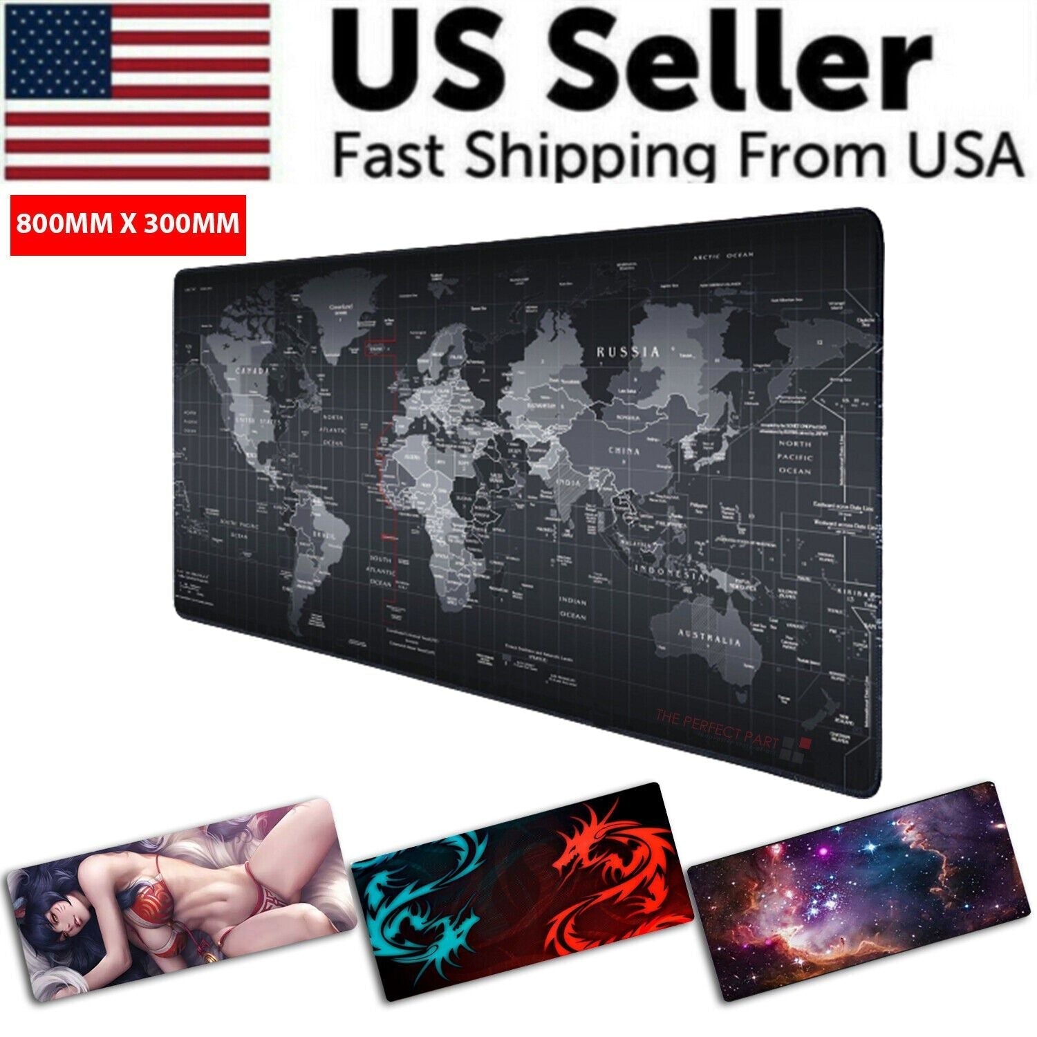 Extended Gaming Mouse Pad Desk Keyboard Mat Large Size 800MM X 300MM 31x12 - Galaxy