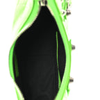 Extra Supple Calfskin Crocodile Embossed Le Cagole Shoulder Bag XS Acid Green