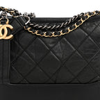 Aged Calfskin Quilted Small Gabrielle Hobo Black