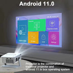 Android HD Digital Projector with Holder - Smart Outdoor Projector with HDMI, USB, and Wireless Connectivity for Home Cinema