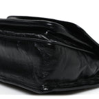 Crinkled Calfskin Matelasse Monogram Baby Niki Chain Satchel Black