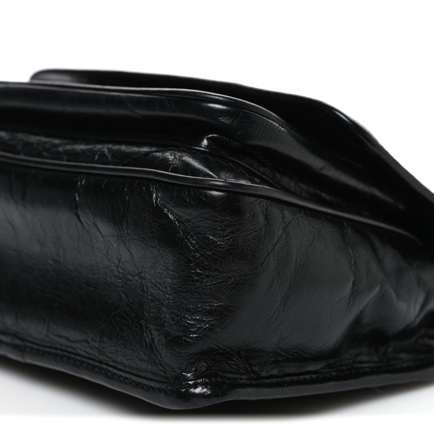 Crinkled Calfskin Matelasse Monogram Baby Niki Chain Satchel Black
