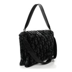 Oblique Mink Fur Saddle Soft Bag Dark Grey
