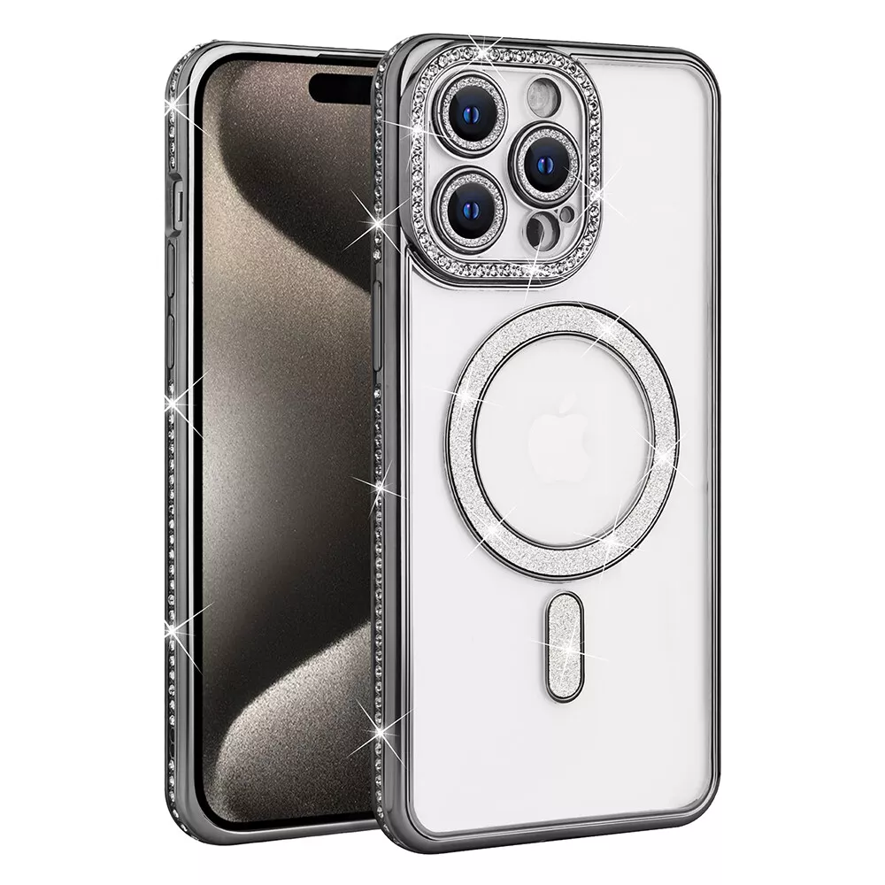 Entronix [Magnetic] Case Compatible with iPhone 14 Pro Max - [Clear Back] Luxury Diamonds