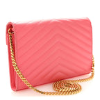 Grain De Poudre Matelasse Chevron Monogram Chain Wallet Rose Clair