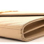 Grain De Poudre Matelasse Chevron Monogram Chain Wallet Nude Powder