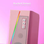 RGB Desktop Speakers - 2.0 Channel PC Stereo System with 6 LED Color Modes and Enhanced Sound, White/Pink