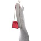 Caviar Quilted Fashion Therapy Bucket Drawstring Bag Dark Pink