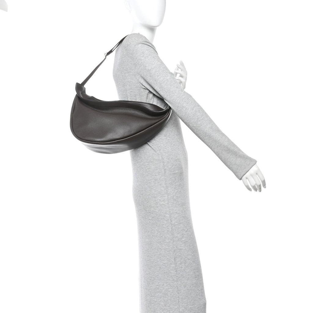 Grained Calfskin Large Slouchy Banana Bag Brunette